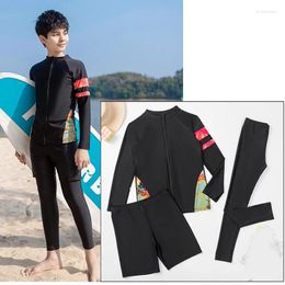 Women's Swimwear Boys Girl's 3 Pieces Swimsuit Long Sleeve Rash Guard Tops & Bottoms Basic Skin Wetsuits Swim Bathing Suit Set Sunsuit Shirt