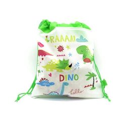 Cartoon Dinosaur Party Bags For Kids Birthday Drawstring Backpack NonWoven Fabric Child School Bag Organizer Pouch2912213