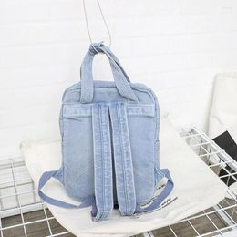 School Bags Women Denim Bag Teenager Backpack Ladies High Capacity Students Travel Shoulder