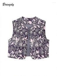 Women's Vests Vintage Floral Embroidery Vest Parkas Ladies Autumn Sleeveless Jacket Coats Female Patchwork WaistCoat Top Coat