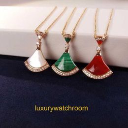 New Classic Fashion Bolgrey Pendant Necklaces High version Vgold fanshaped small skirt necklace with diamond inlay for women rose gold red and white Fritillaria pen