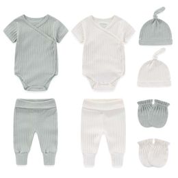PAMA di colore solido di moda 0-3 mesi abbigliamento 100% necessità di cotone per nascita neonato bambino a 8 pezzi set L2405