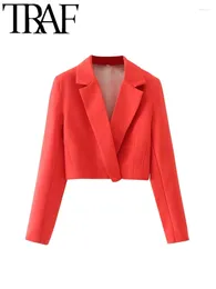 Women's Suits GAL 2024 Spring Office Women Short Blazer Long Sleeve Hooks Closed Suit Jacket Female Coat Y2K Crop Top Fashion Outwear