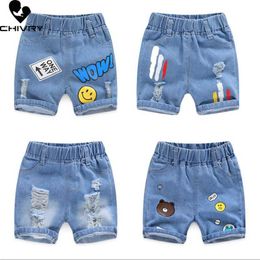 Shorts New 2022 Kids Summer Denim Shorts Baby Boys Girls Fashion Cartoon Denim Shorts Children Casual Jeans Girls Short Pants Clothing Y240524