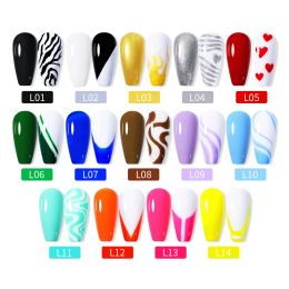 Lilycute 5ml Nail Art Line طقم جل البولندية 14 ألوانًا للأشعة فوق البنفسجية/LED أظافر الرسم البولندية Diy لوحة البرنيش بطانة الأداة