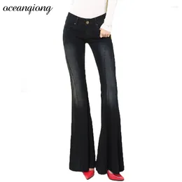 Women's Jeans Wide Leg Pants Flare Women Trousers Skinny Black Mid Waist Work Long 2024 Winter