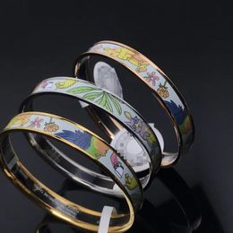 Designer Rabbit Paintings bracelet Bangle High quality stainless steel gold buckle Painting Enamel Bracelet fashion jewelry men women Jewelry gift
