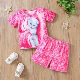 Clothing Sets Summer Cartoon Graphic Short Sleeve Top Shorts Suit For Girls