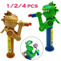 124 PCS Creative Lollipop Robot Holder Dinosaur Eat Pop Ups Case Candy Storage Cool Decompression Toy Gifts for Kids 240522
