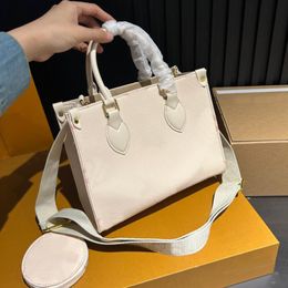 Fashion handbag Womens On the go tote bag With Purses Luxury bag Genuine Leather Clutch Designer bag strap high quality flower embossed crossbody diaper shop bags