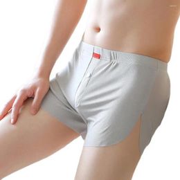 Underpants Men Boxer Mid-rise Elastic Waistband Summer Comfort Solid Colors For Loose Fit Ice Silk Shorts Underwear Color