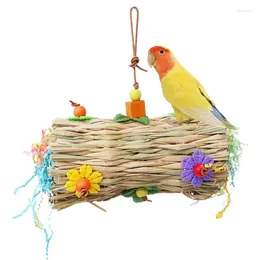 Other Bird Supplies Natural Straw Parrot Toy Chewing Parakeet Colourful Shredded Paper With Metal Hook Lovebirds Cage Accessories