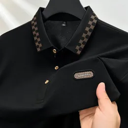 Men's Polos Exquisite Embroid Polo Shirt 2024Summer Lapel Short Sleeved T-shirt British Trendy Comfortable High End Brand Menswear