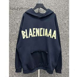 Designer Mens Fashion Balencigs Hoodies 24s High Hoodie Edition Family Autumn/winter New American Pattern Paper Couple Loose Letter Printing QQLP