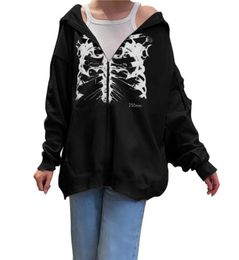 Men039s Hoodies Sweatshirts Women Skeleton Graphic Full Zip Hooded Sweatshirt Top With Pocket Aesthetic Oversized Jacket Y2K 4144712