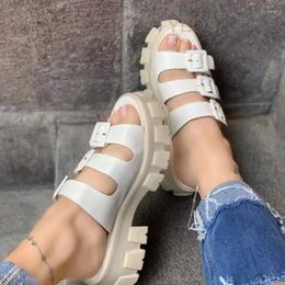 Slippers 2024 Women Summer Open Toe Cross-Tied Gladiator Sandals Flats Vintage Pu Leather Casual Ladies Beach Shoes Footwear Plus Size