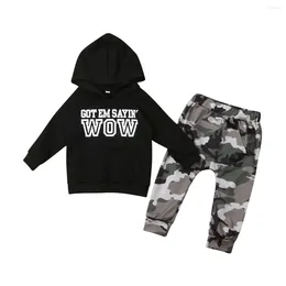 Clothing Sets Kid Baby Boy Letters Hooded Tops Sweatshirt Camouflage Pants Outfits Autumn Clothes