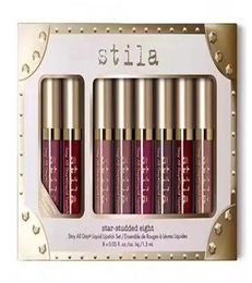 In StockNew Makeup brand Stila 8pcs lip Gloss set Liquid lipstick High quality DHL 3451321