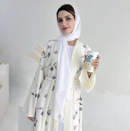 Ethnic Clothing Floral Print Cardigan Maxi Dress Turkey Arabic Robe Eid Ramadan Kaftan Islamic Kimono Caftan Dubai Femme Women Muslim Open