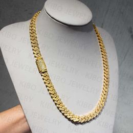 Iced Out Hip Hop Rapper Necklace Jewellery VVS 10K Solid Gold 12mm Black LAB Grown Diamond Cuban Link Chains