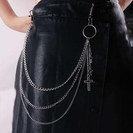 Waist Chain Belts Punk Keys Chain for Pants Women Men Cross Keychain Clips on Chains Pants Belts Q240523
