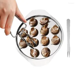 Plates Stainless Steel Escargot Dish Heat Resistant Snail Baking Plate Dishes Seafood Conch Grill With 12 Holes Diet Plat