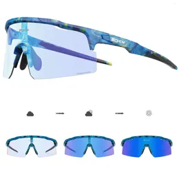 Outdoor Eyewear Cycling Red Blue Pochromic Glasses Sports Running Men's Sunglasses Road Bicycle Goggles Women Bike