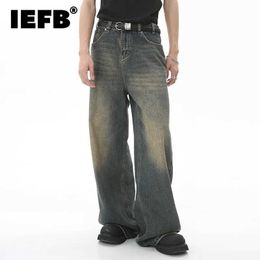 Женские джинсы IEFB Mens Retro Jeans Fashion Street Wash Casual Wide Denim Jadmes Summer Fiting Mens Version Bonders 9C354 Q240523