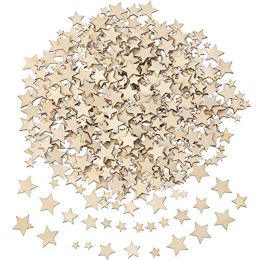 100-500 Mini Wooden Stars Slices Mixed Size Wooden Star Blank Wooden Crafts Pieces Christmas Wedding DIY Scrapbook Party Crafts