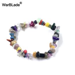 Natural Gem Stone Bracelet 41 Colour Irregular Crystal Stretch Chip beads Nuggets Bracelets Bangles Quartz Wristband For Women