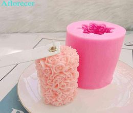 3D Rose Flower Candle Silicone Mould DIY Gypsum Plaster Mould Cylinder Shape Silicone Soap Candle Moulds H12225246463