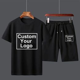 Customised Summer Mens Fashion Sports Suit Cotton Print T-shirt Shorts Comfortable Short-sleeved Shorts 6 Colours 240517