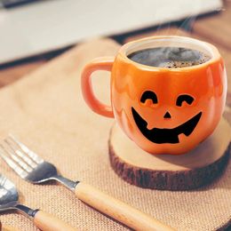 Mugs Ceramics Cute Cartoon Pumpkin Cup Coffee Cups Mug With Spoon Personality Gift Household Kawaii Breakfast Oat Milk