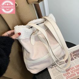 Shoulder Bags Fashion Lamb Wool Women Designer Plush Handbags Luxury Faux Fur Large Capacity Totes Cute Warm Big Purses 2024 Sac