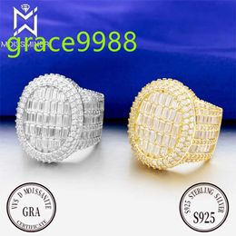 VVS Square Moissanite Diamond Rings For Women Real Diamond Finger Ring Jewellery Men High-End Jewellery Pass Tester Free Shipping