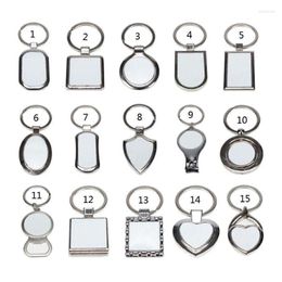 Keychains 15 Shapes Sublimation Transfer Paper Blanks DIY Metal Round Key Rings Heat Press Po Custom Jewelry Making Smal22 270Q