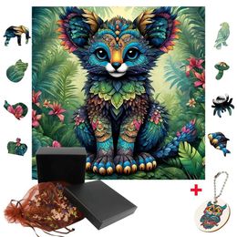 Puzzles Superb Wooden Animal Jigsaw Puzzles Brightly Coloured Interactive Games For Adults Interesting Wood Board Set Children Toys Y240524