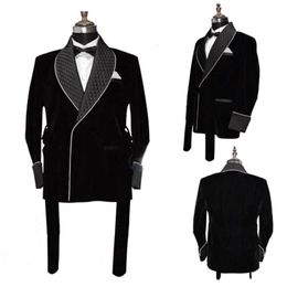 Winter Spring Velvet Mens Tuxedos Overcoats Long Jacket Groom Party Prom Coat Business Wear Outfit One Suit 282i