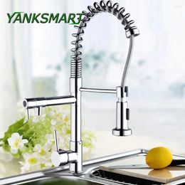 Kitchen Faucets YANKSMART Mdoern Chrome Polish Pull Up Down Faucet Torneira Deck Mounted Spout Stream Sink Mixer Water Tap