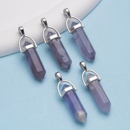 50pcs Cheap wholesale amethyst Hexagonal Prism green Fluorite Pendants Charms For Women Crystal Pendant Accessories