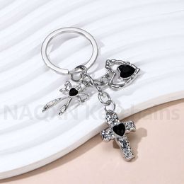 Y2k Pretty Heart Wing Cross Cherry Keycahin Star Bow Key Ring Punk Metal Friendship Gift For Friend Handmade DIY Jewellery Set