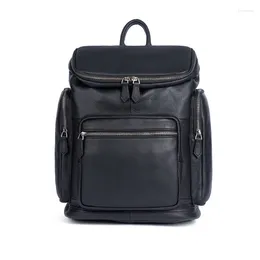 Backpack Cow Genuine First Layer Leather Men Vintage Real Natural Student Boy Computer Laptop Bag