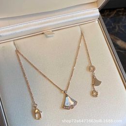 Fashion expert exclusive Bulgarly limited necklace High silver white skirt diamond for women 18k rose gold small have Original logo