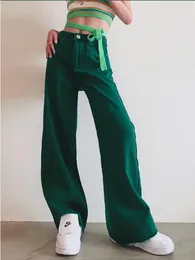 Women's Jeans Green Y2K Vintage Oversize Women High Street Harajuku Retro Wide Leg Denim Pants Hip Hop Female Egirl Aesthetic Trousers