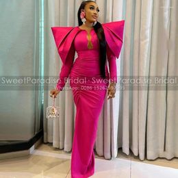 Party Dresses Unique Mermaid Evening Dress With Long Sleeves Keyhple Neck Pleat Sheath Pageant Formal Gown