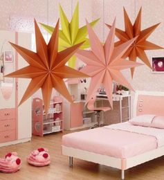 30cm 45 cm 60 cm Nine Angles Paper Star Home Decoration Tissue Paper Star Lantern Hanging Stars For Christmas Party Decoration KD6270569