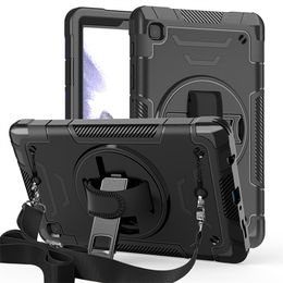 Tablet Cases For Samsung Galaxy Tab A7 Lite 8.7 Inch T220 T225 Case Shoulder Strap Hand Strap 360° Rotating Kickstand Heavy Duty Shockproof Protective Tablet Cover