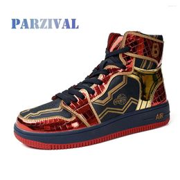 Casual Shoes PARZIVAL Men Women High Top Sneakers Multicolor Design Couple Autumn Winter Vulcanised Male Sports