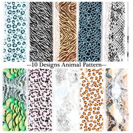 10pcs Leopard Print Nail Tranfer Foils Mixed Zebra Snake Print Stickers Sexy Animal Pattern Nails Art Starry Sky Papers BECQ917