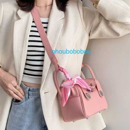 Linndys Shoulder Handbag Genuine Leather Bag Advanced Bag 2024 New Womens Bag Cross Shoulder Small Bag Springsummer Versatile Commuting Lit OHPP